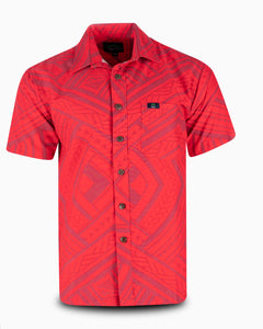 Eveni Pacific Men's Classic Elei Shirt - Lei Red