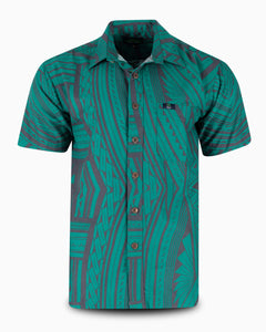 Eveni Pacific Men's Classic Elei Shirt - Shell Green