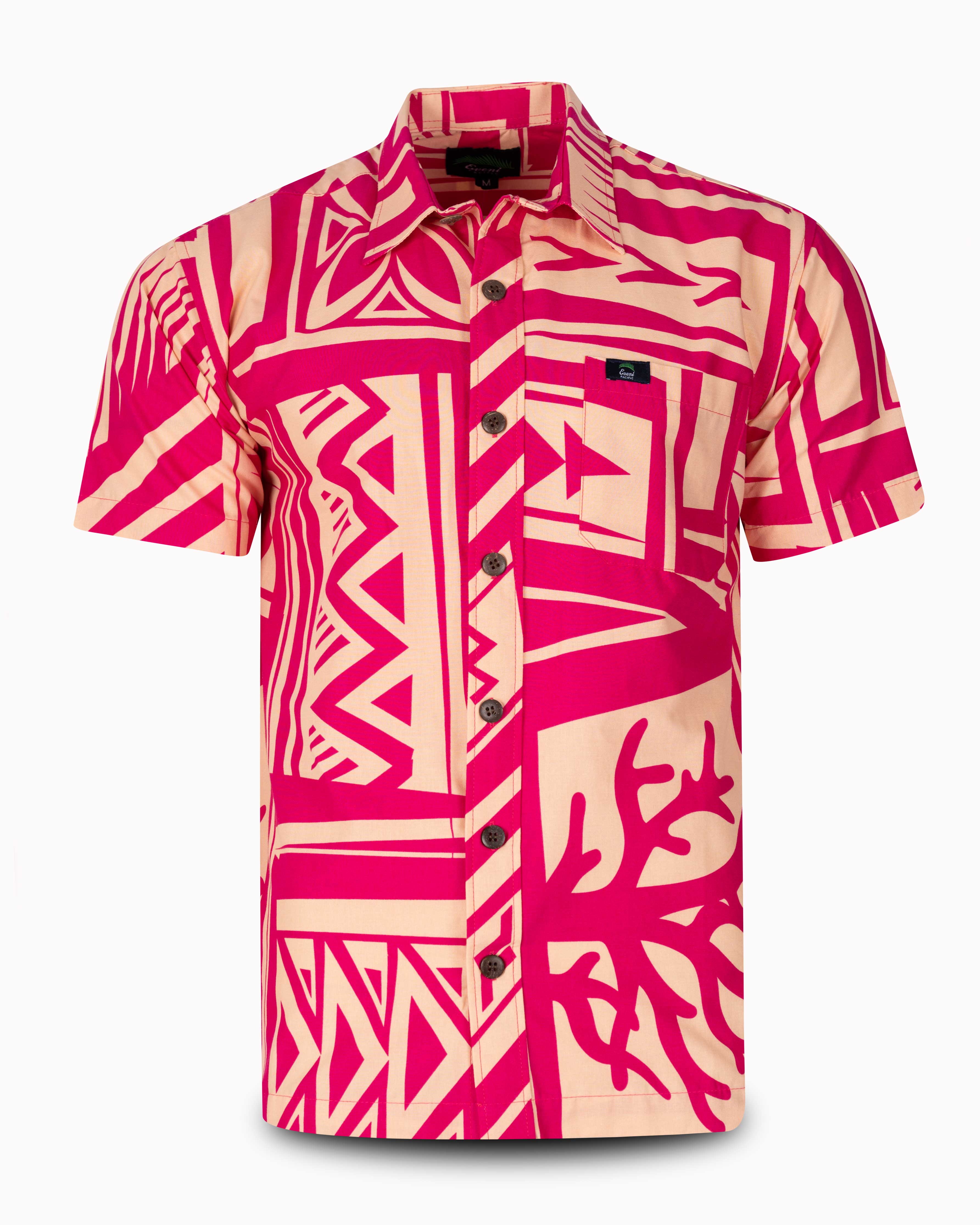 Eveni Pacific Men's Classic Elei Shirt - Tranquil Pink
