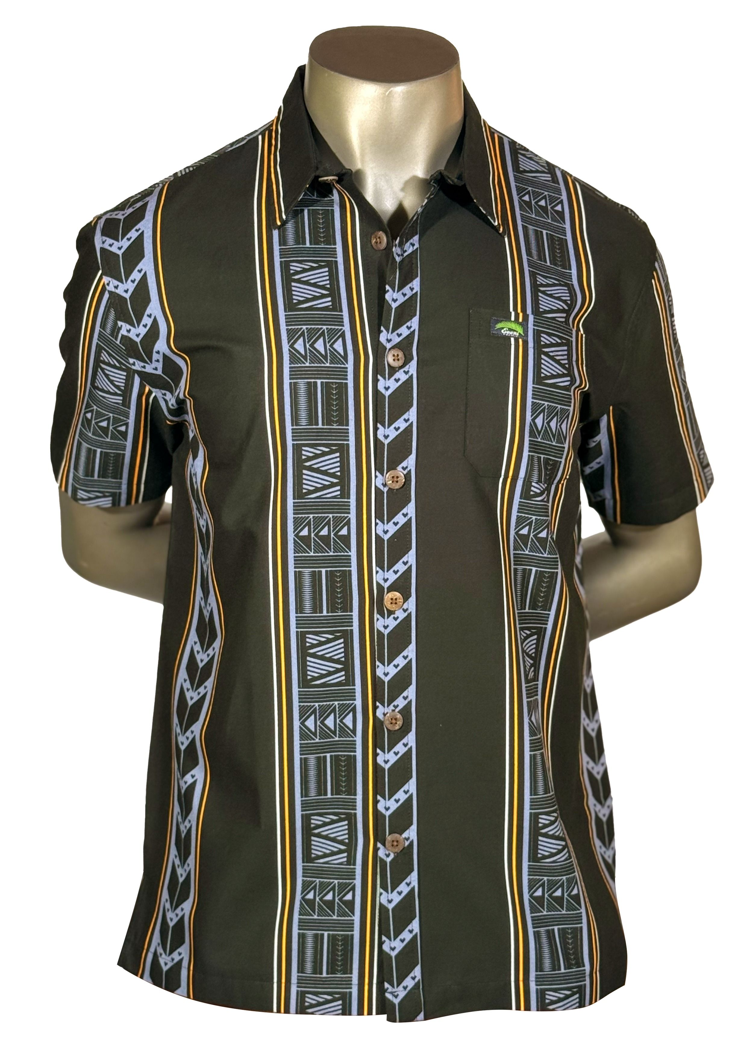 Eveni Pacific Men's Classic Elei Shirt - Ocean's Opal Black